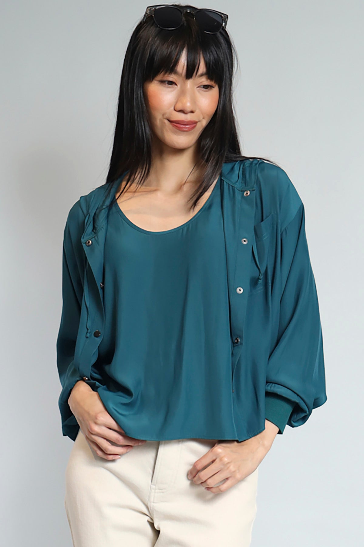 D-Satin Cropped Hoodie