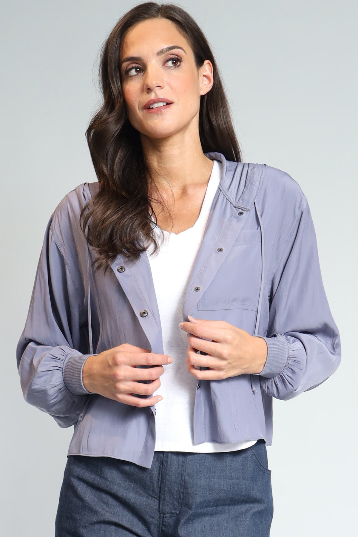 D-Satin Cropped Hoodie