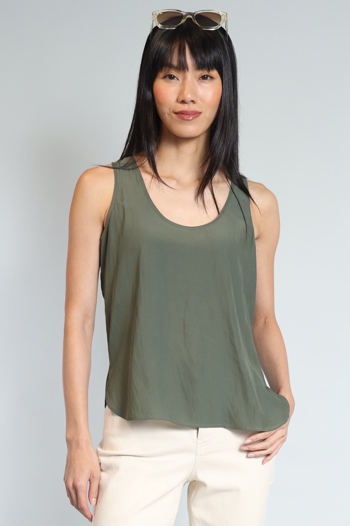 Shirtail D Satin Tank