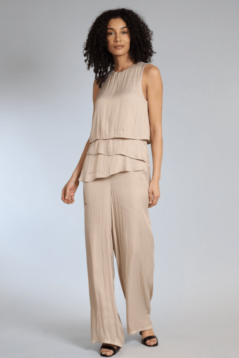 Vintage Satin Tiered Ruffle Jumpsuit