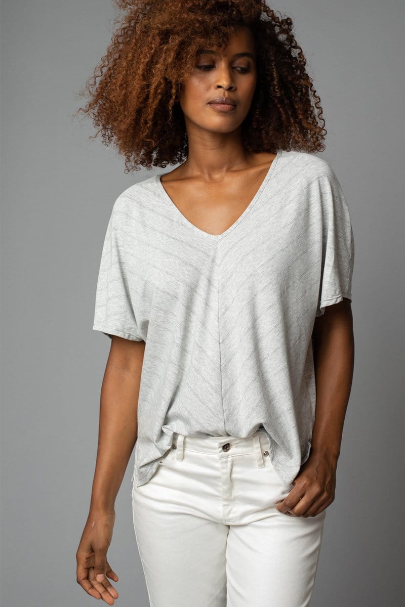Lurex Stripe V-Neck