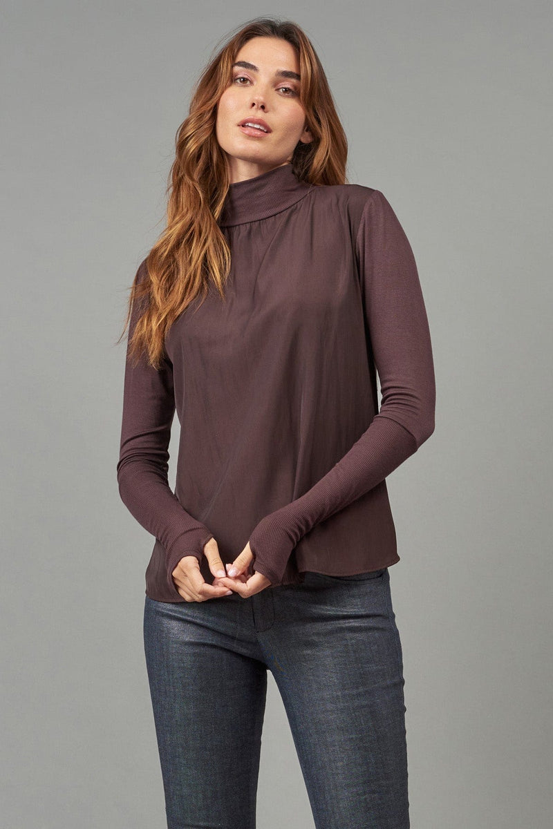Satin Front Turtleneck