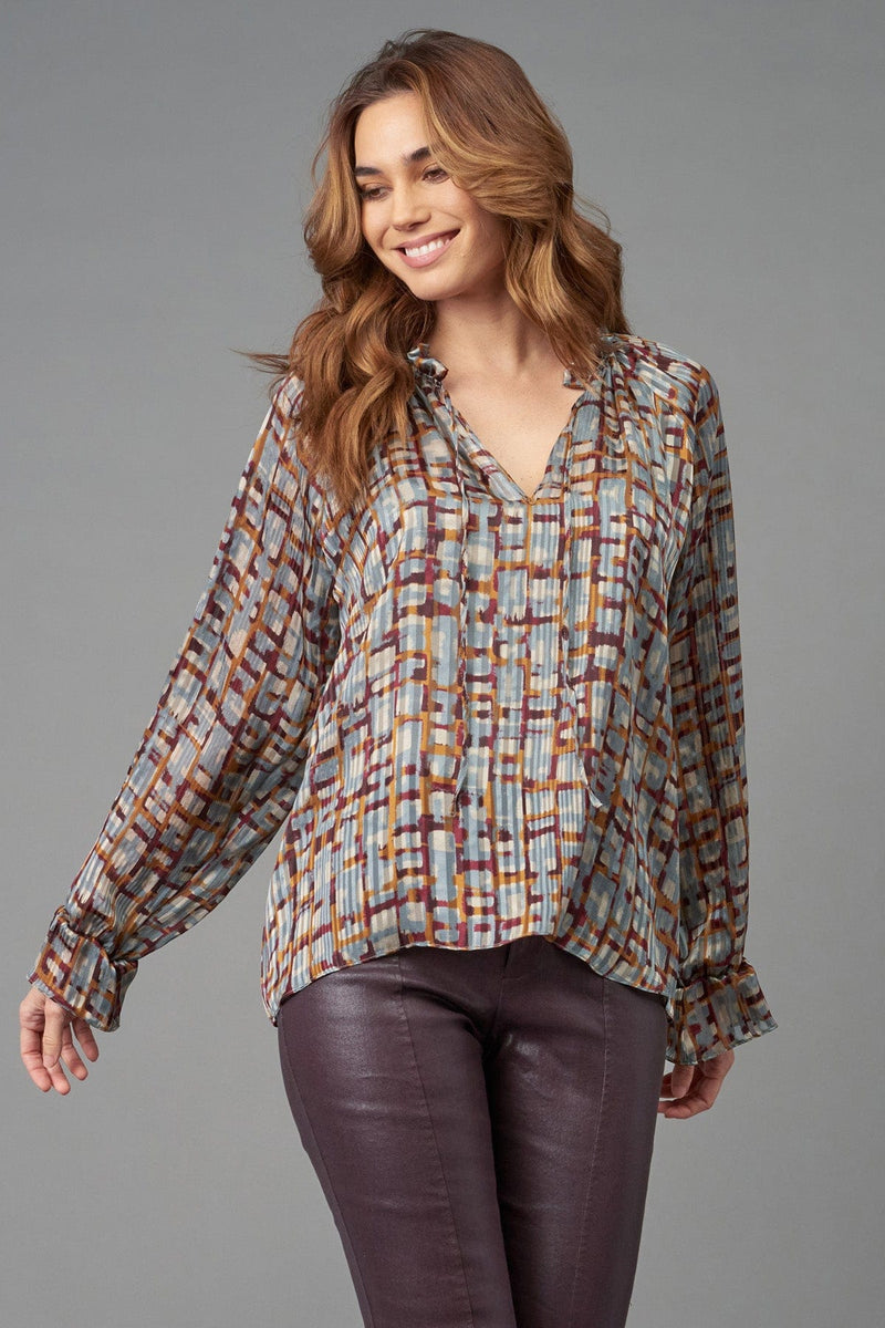 Geo Burnout Peasant Blouse