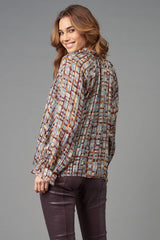 Geo Burnout Peasant Blouse
