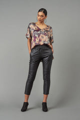 Abstract Floral V-Neck