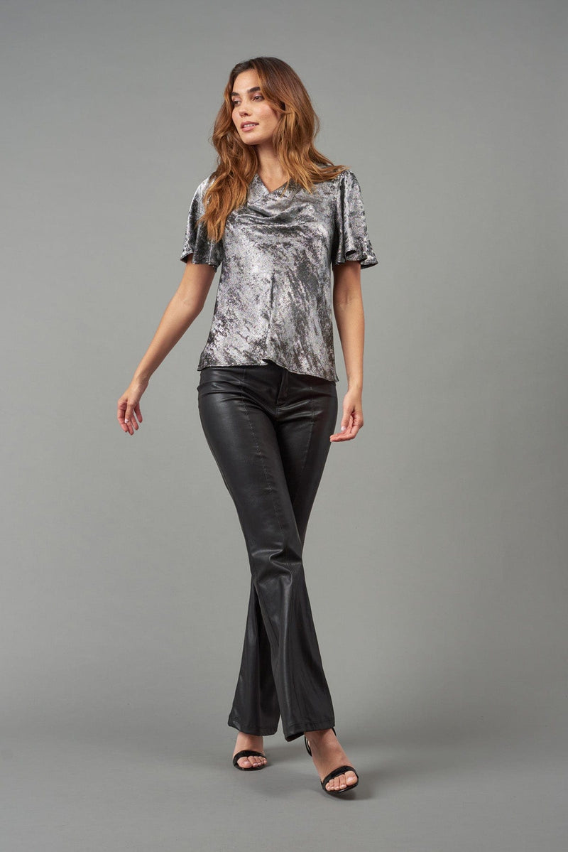 Perforated Leather Flare Pant