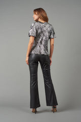 Perforated Leather Flare Pant