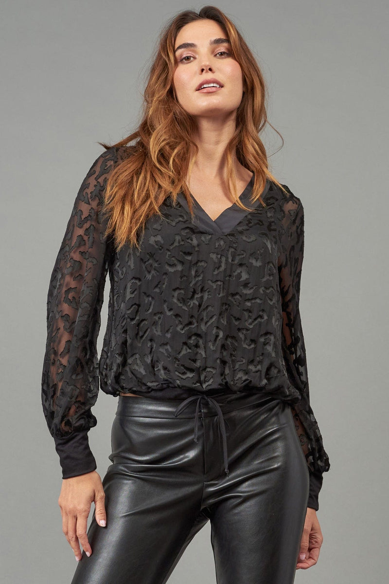 Chiffon Burnout V-Neck