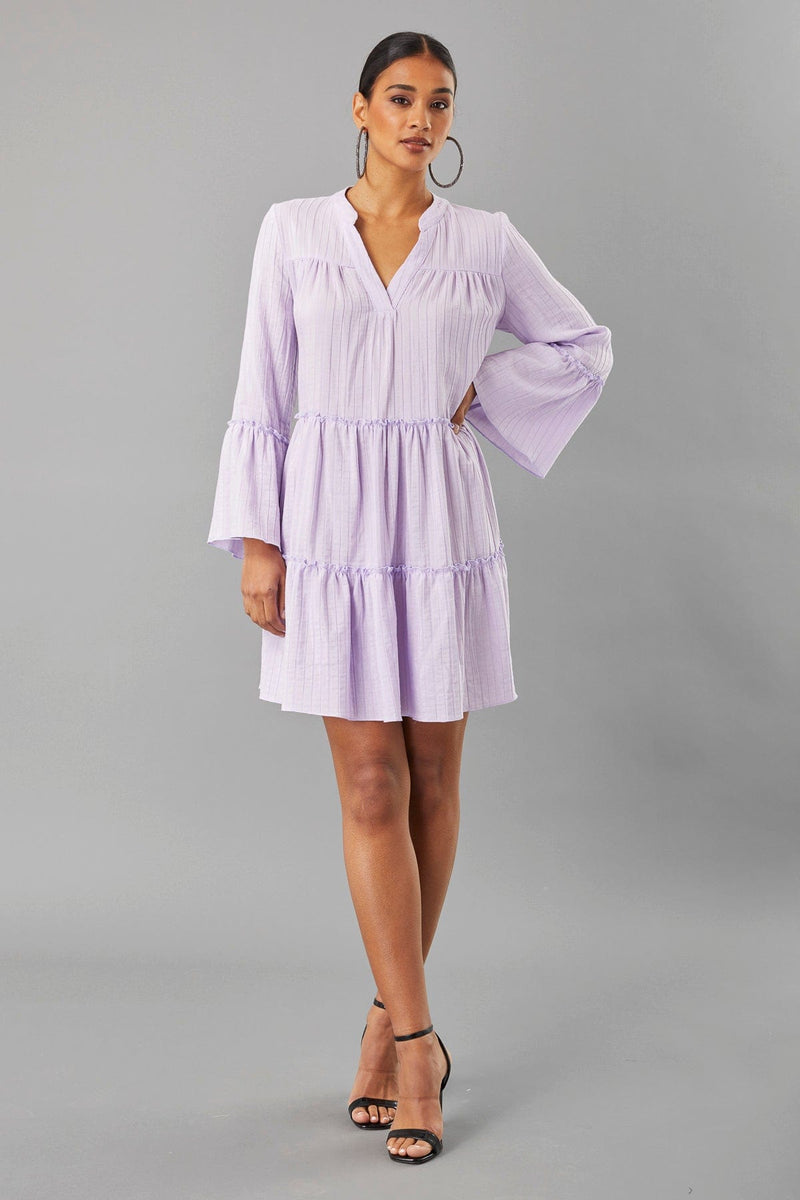 Shadow Stripe Tiered Dress