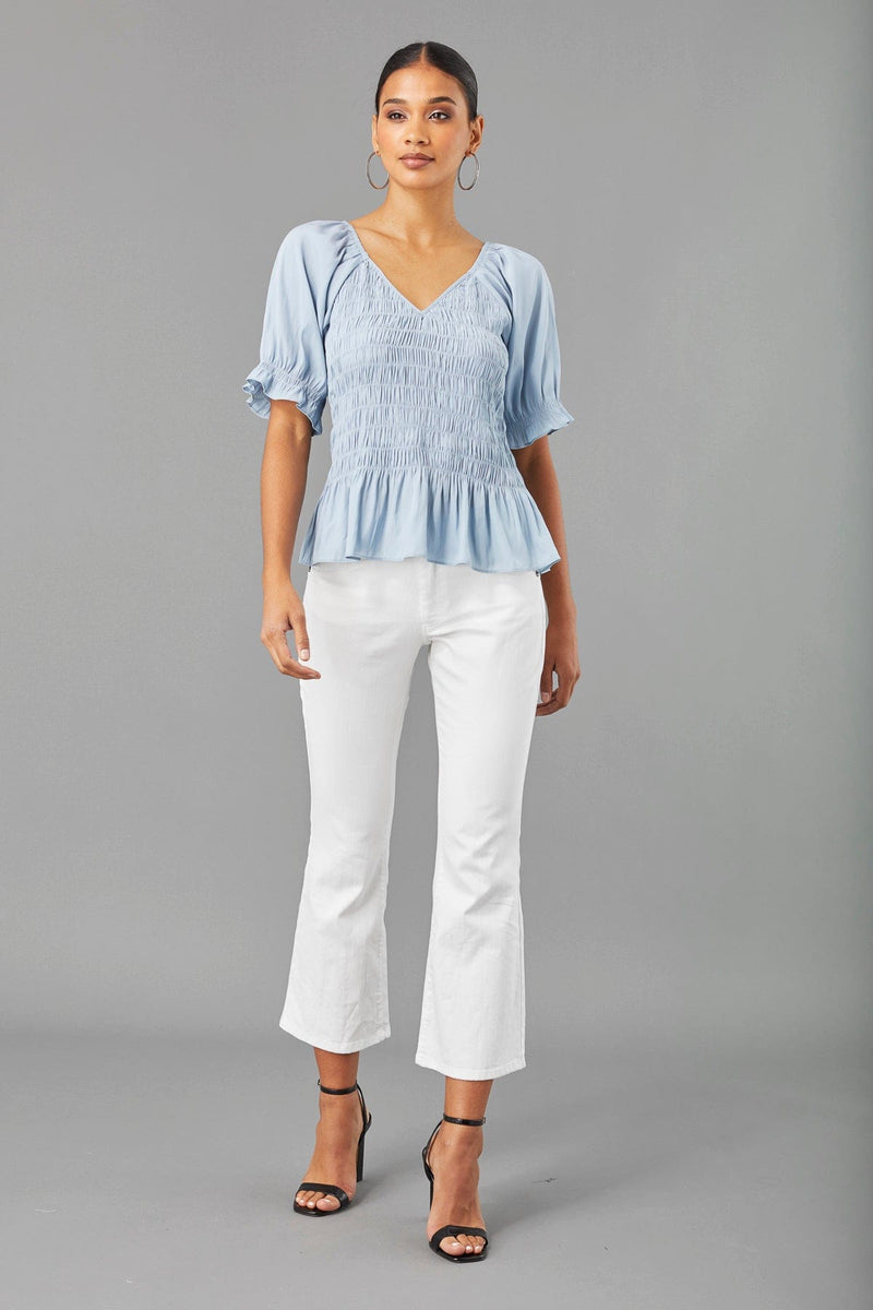 Smocked V-Neck Top