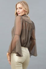 Bell Sleeve Chiffon Blouse