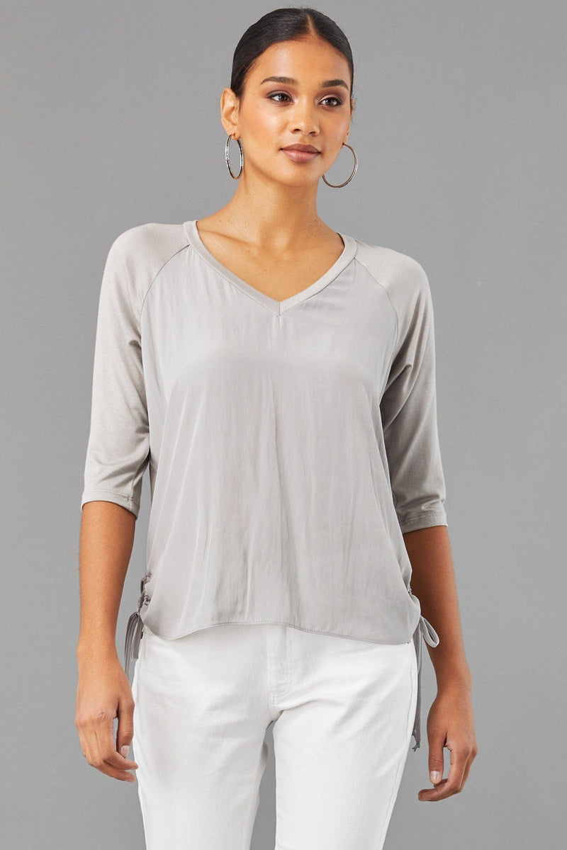 Mixed Media V-Neck Top