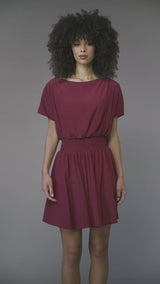 Smocked Waist Satin Dress